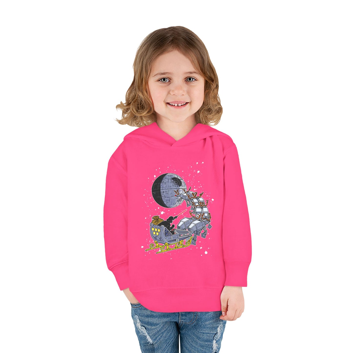 Kids Hoodie — Santa Sleigh Moon Christmas Toddler Pullover