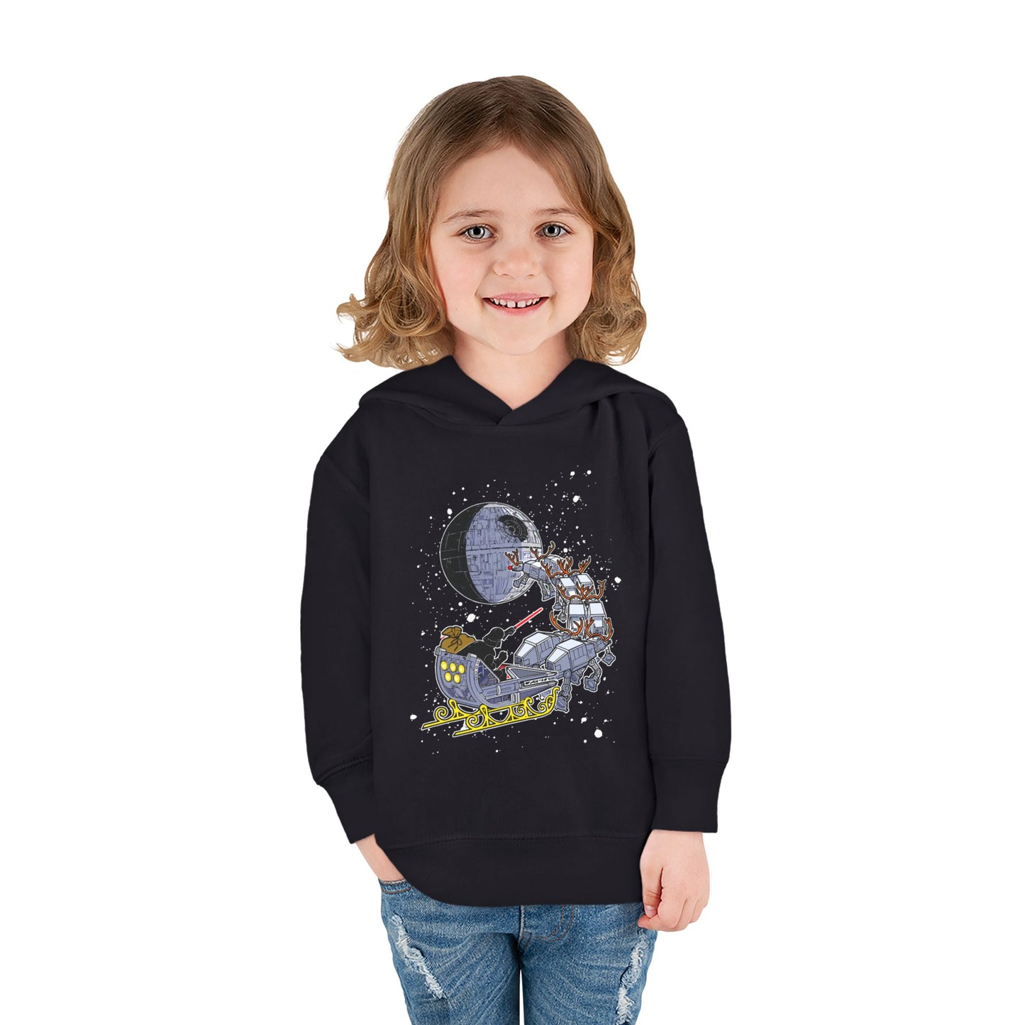 Kids Hoodie — Santa Sleigh Moon Christmas Toddler Pullover