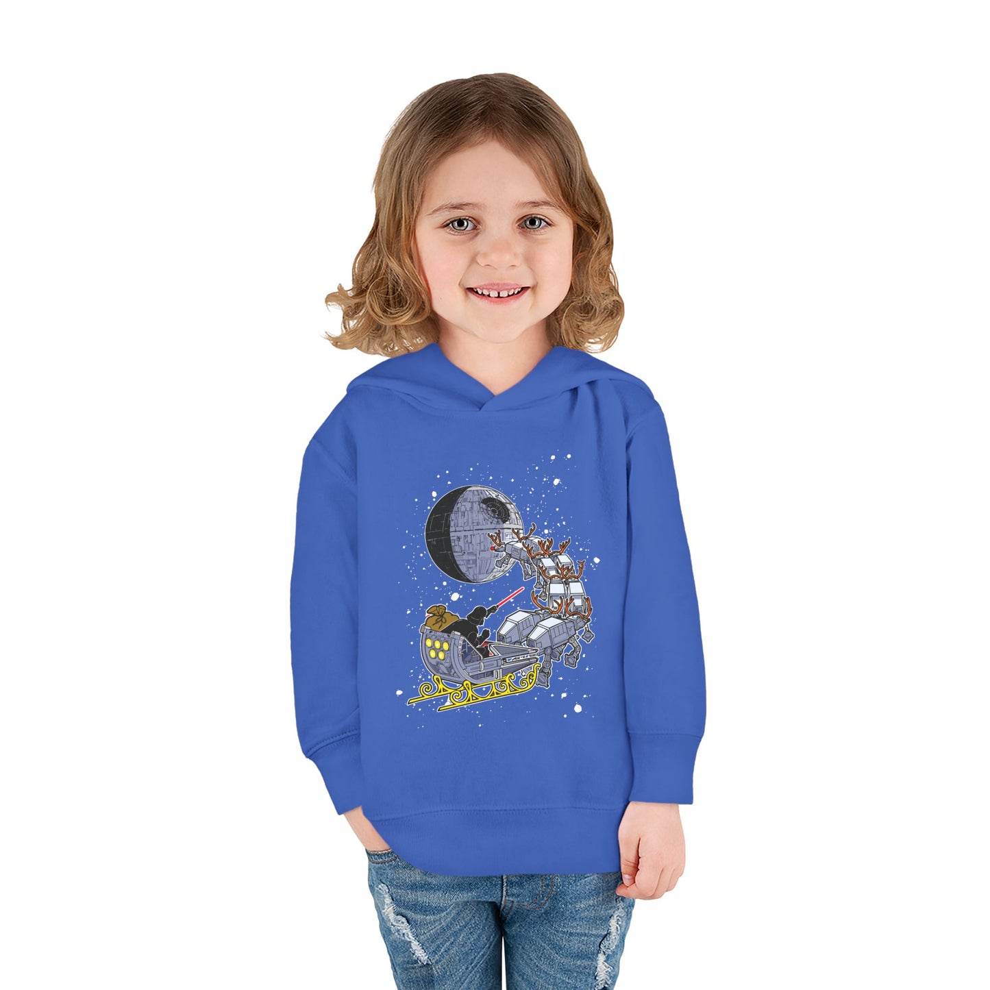 Kids Hoodie — Santa Sleigh Moon Christmas Toddler Pullover