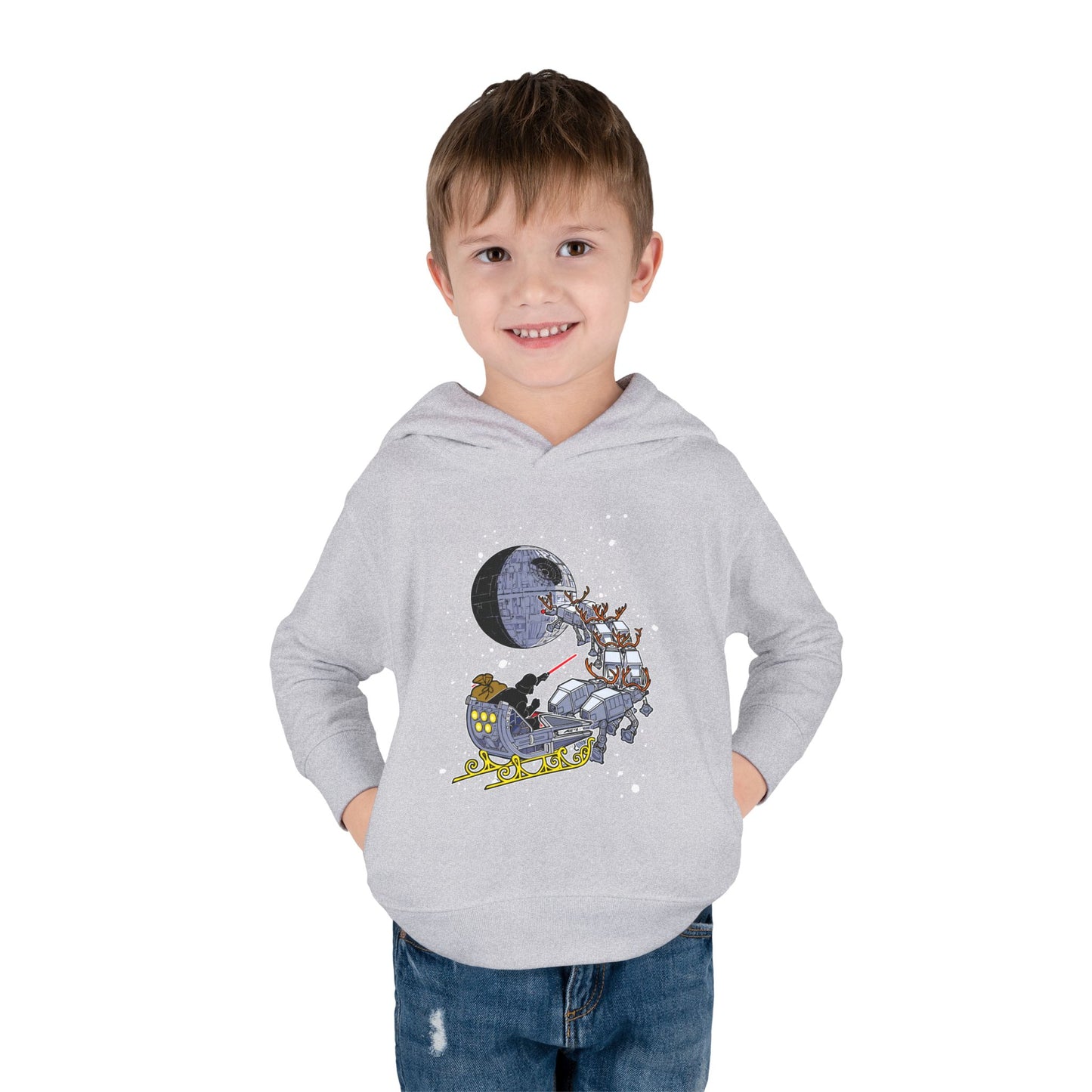 Kids Hoodie — Santa Sleigh Moon Christmas Toddler Pullover