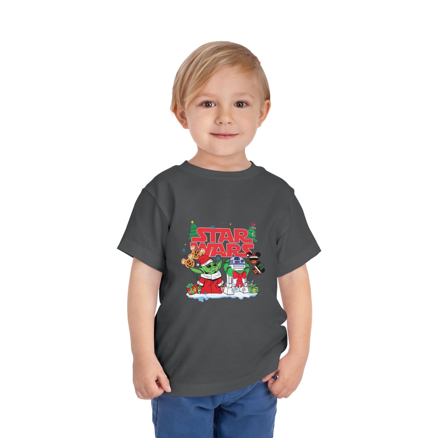Star Wars Holiday Toddler Tee — Festive Baby Yoda & Droids Christmas Shirt