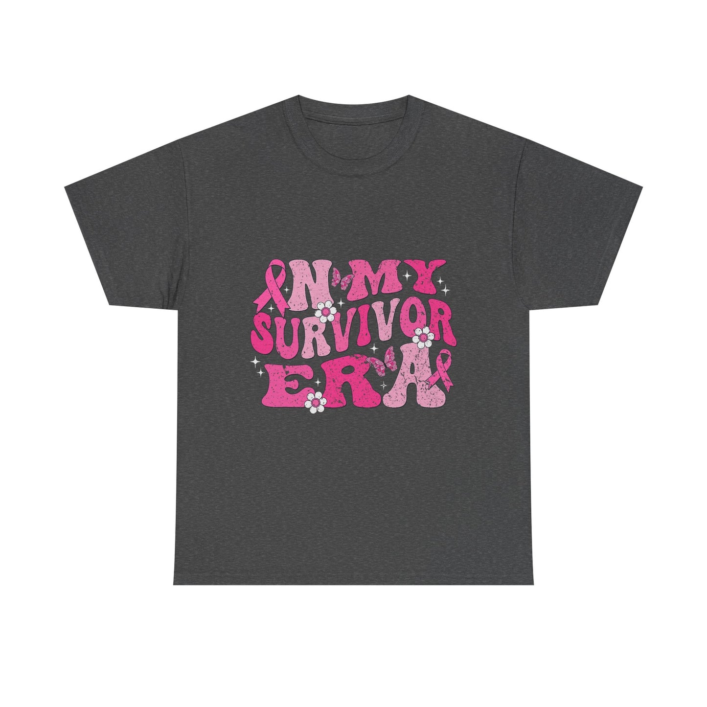 Pink Survivor Unisex Heavy Cotton Tee, Breast Cancer Awareness Shirt, Inspirational T-Shirt, Gift for Survivors, Comfortable Everyday Wear