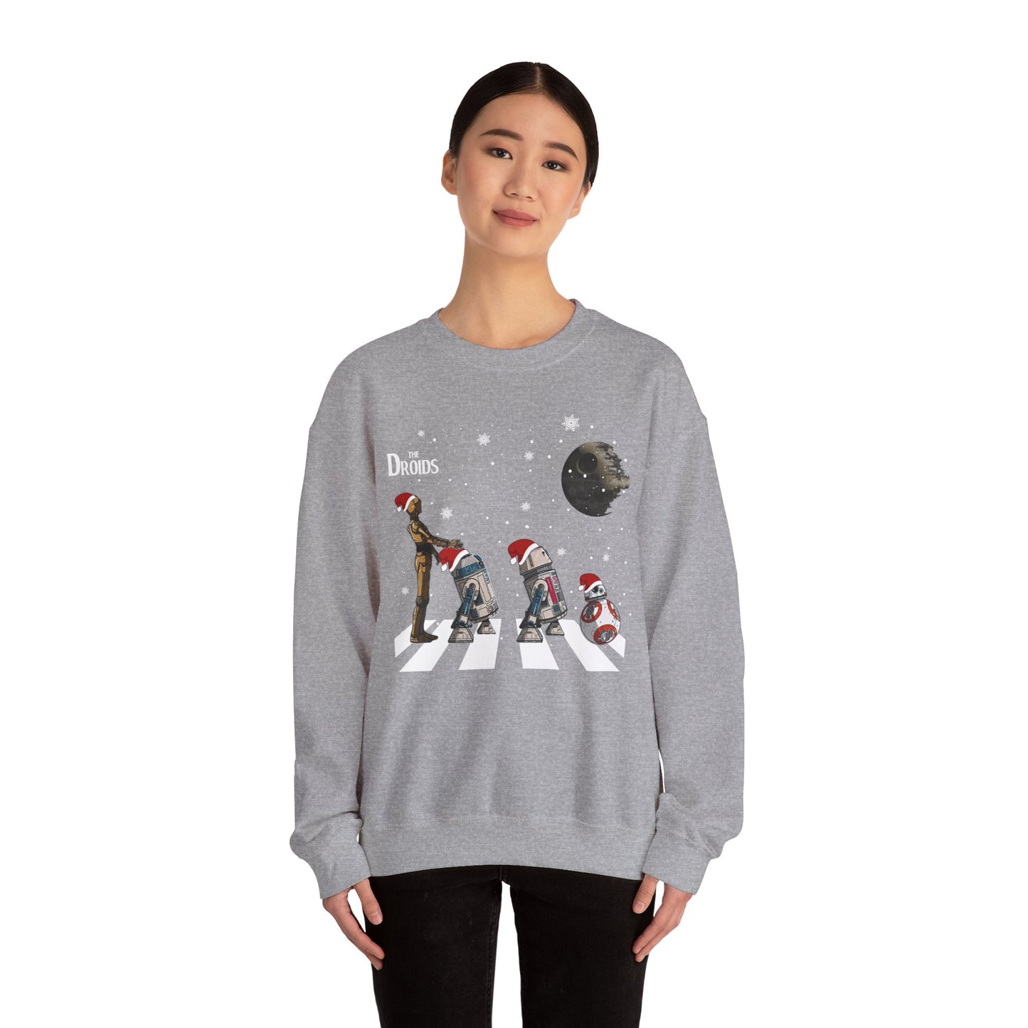 Holiday Droids Crewneck Sweatshirt - Festive Abbey Road Robot Crossing