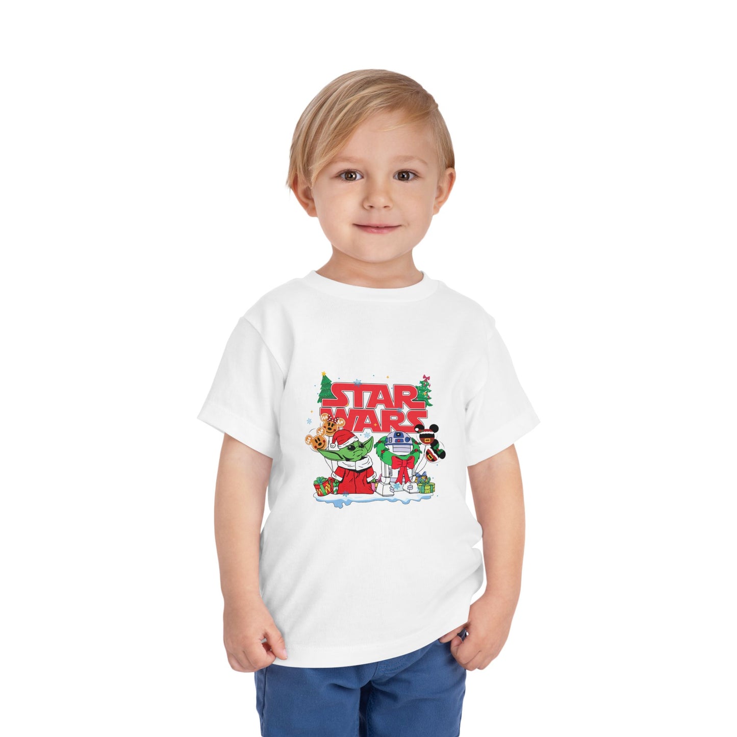 Star Wars Holiday Toddler Tee — Festive Baby Yoda & Droids Christmas Shirt