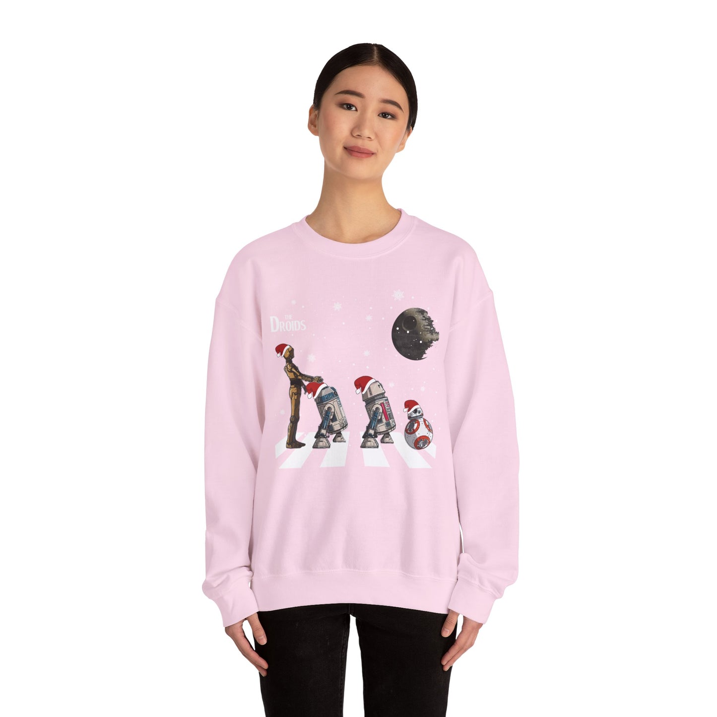 Holiday Droids Crewneck Sweatshirt - Festive Abbey Road Robot Crossing