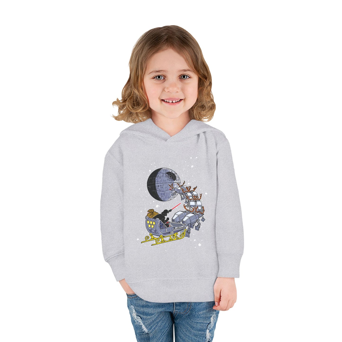 Kids Hoodie — Santa Sleigh Moon Christmas Toddler Pullover