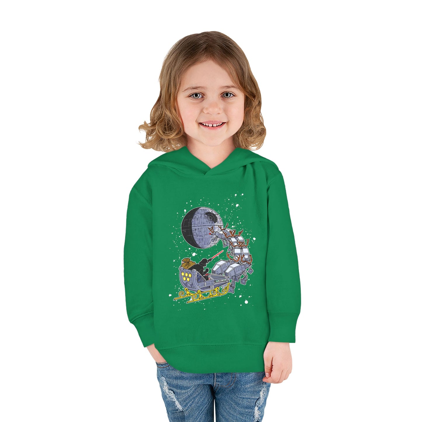 Kids Hoodie — Santa Sleigh Moon Christmas Toddler Pullover