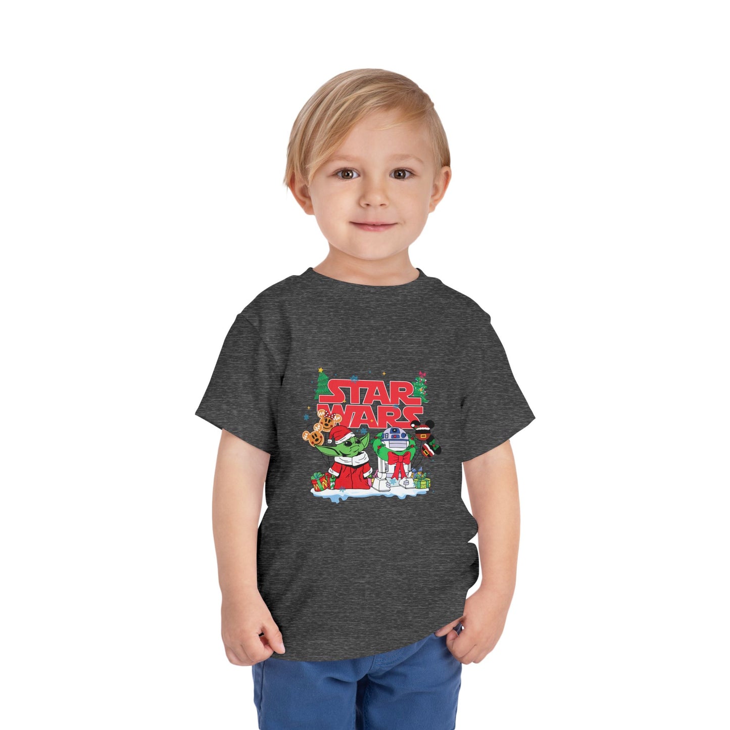 Star Wars Holiday Toddler Tee — Festive Baby Yoda & Droids Christmas Shirt