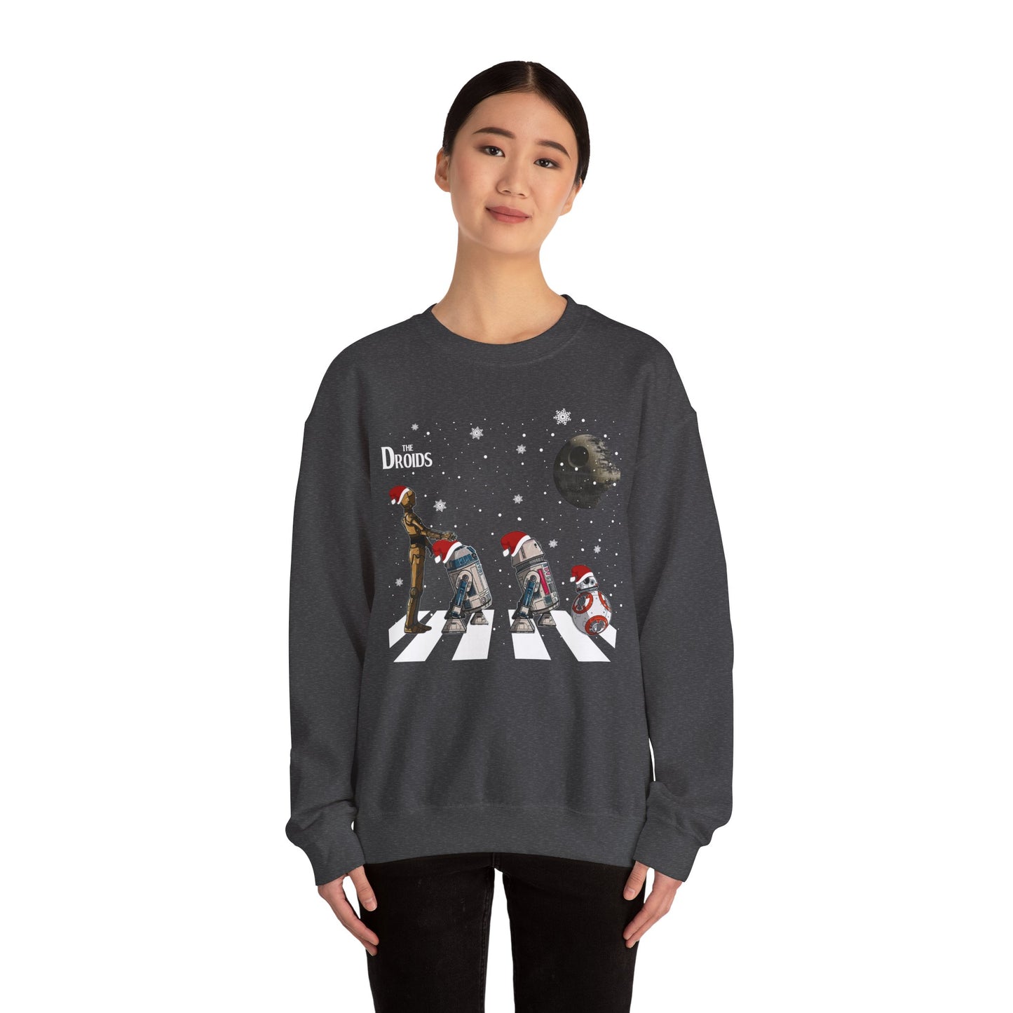 Holiday Droids Crewneck Sweatshirt - Festive Abbey Road Robot Crossing