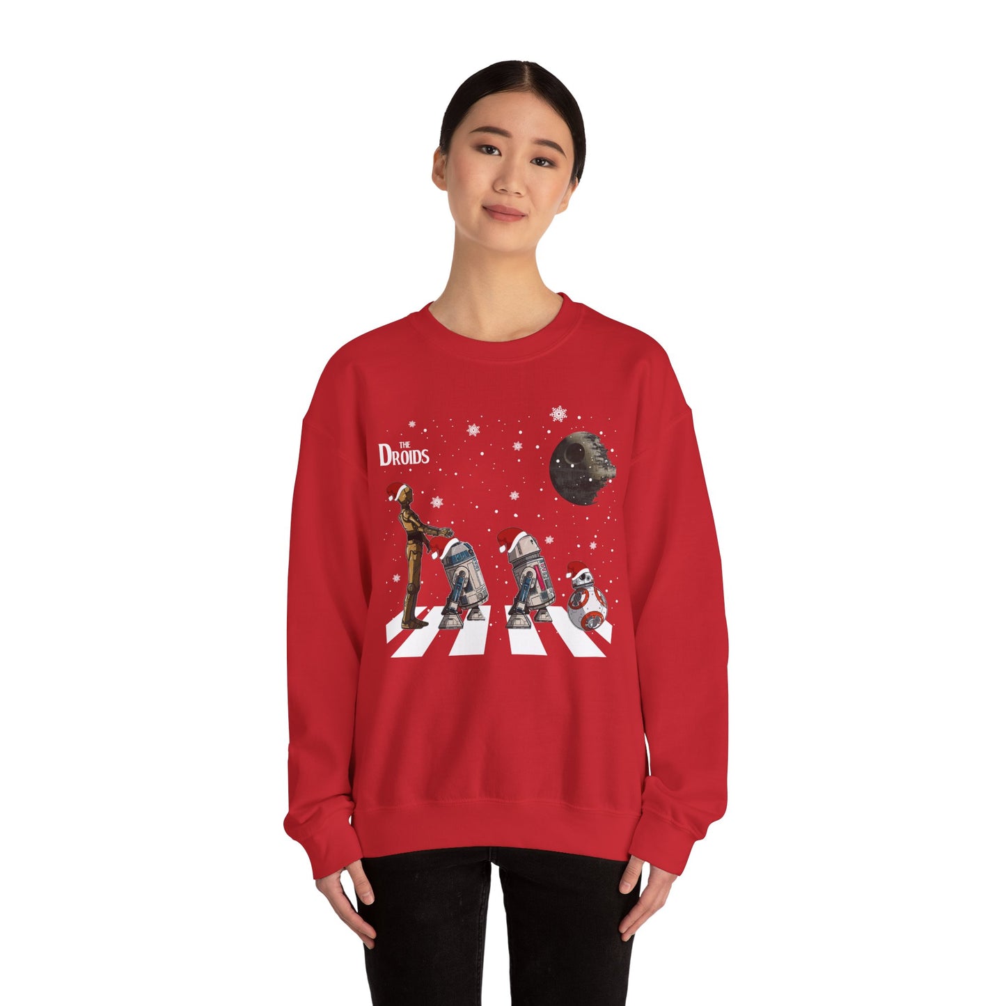 Holiday Droids Crewneck Sweatshirt - Festive Abbey Road Robot Crossing