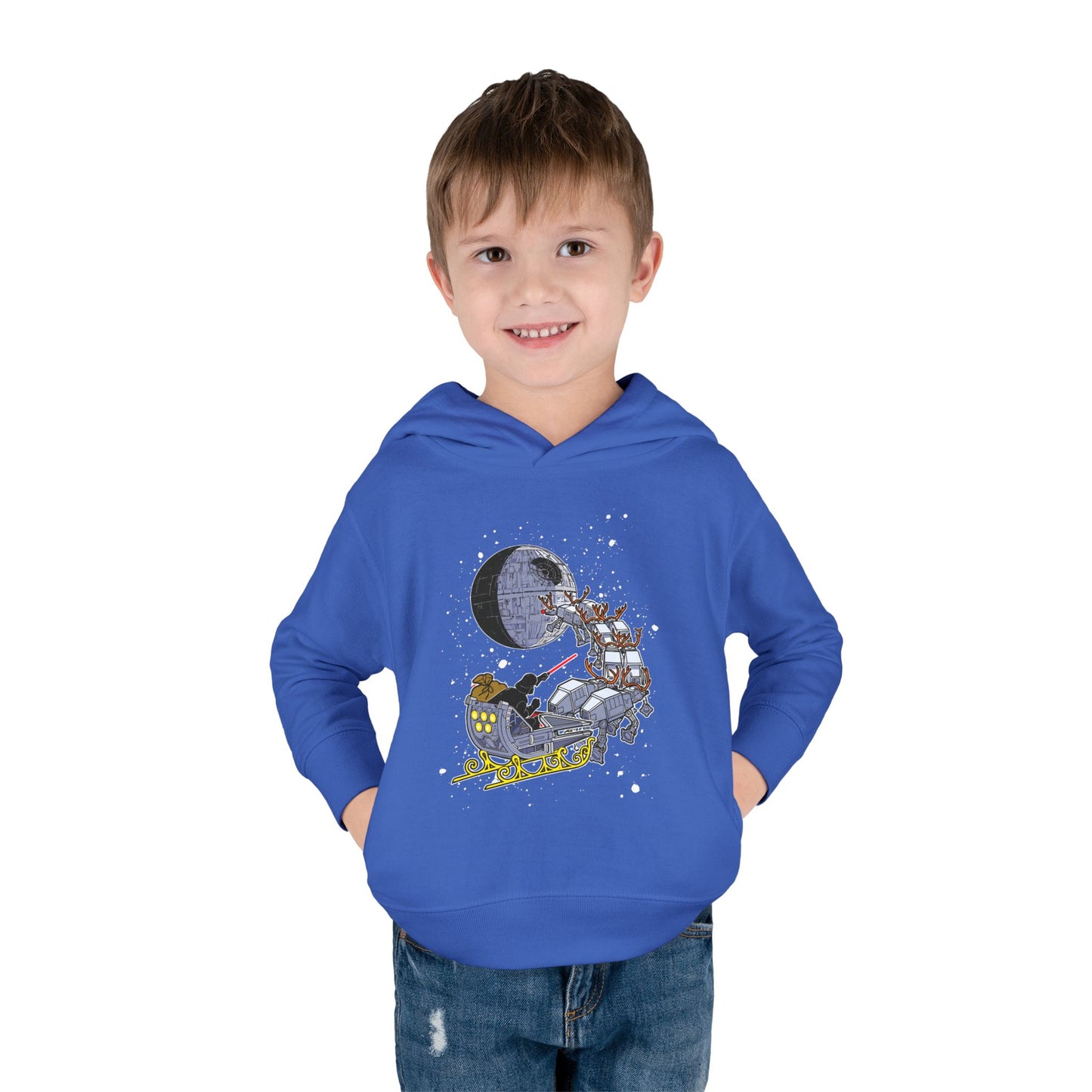Kids Hoodie — Santa Sleigh Moon Christmas Toddler Pullover