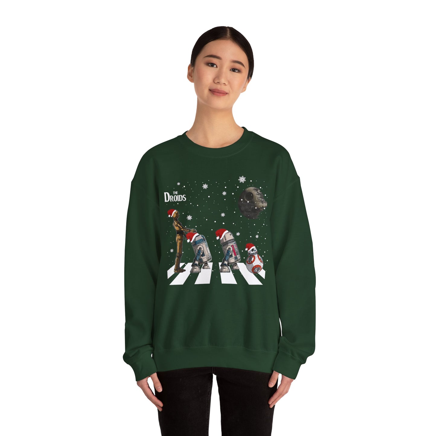 Holiday Droids Crewneck Sweatshirt - Festive Abbey Road Robot Crossing