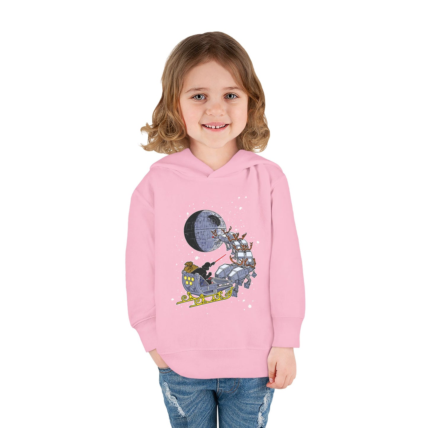 Kids Hoodie — Santa Sleigh Moon Christmas Toddler Pullover