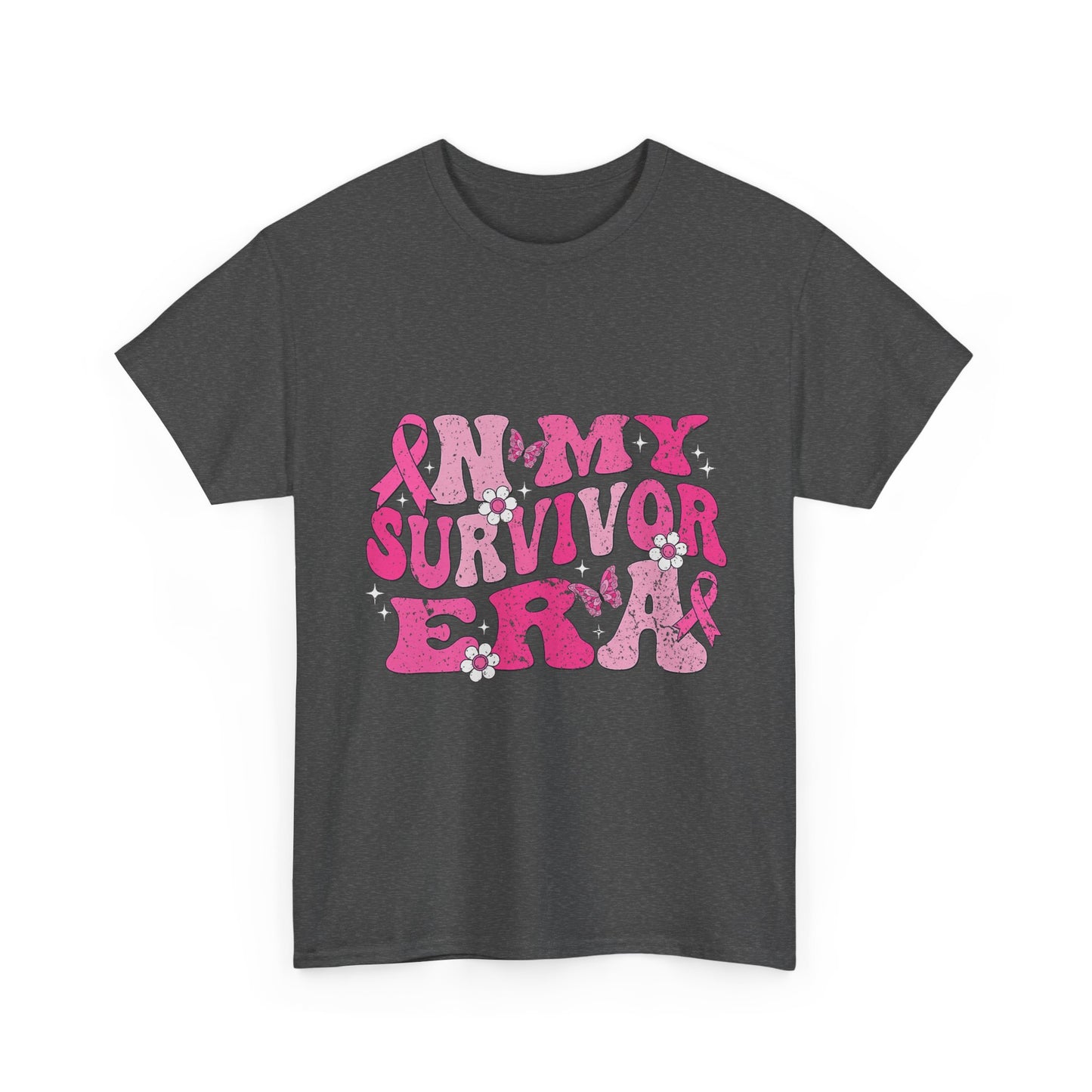 Pink Survivor Unisex Heavy Cotton Tee, Breast Cancer Awareness Shirt, Inspirational T-Shirt, Gift for Survivors, Comfortable Everyday Wear