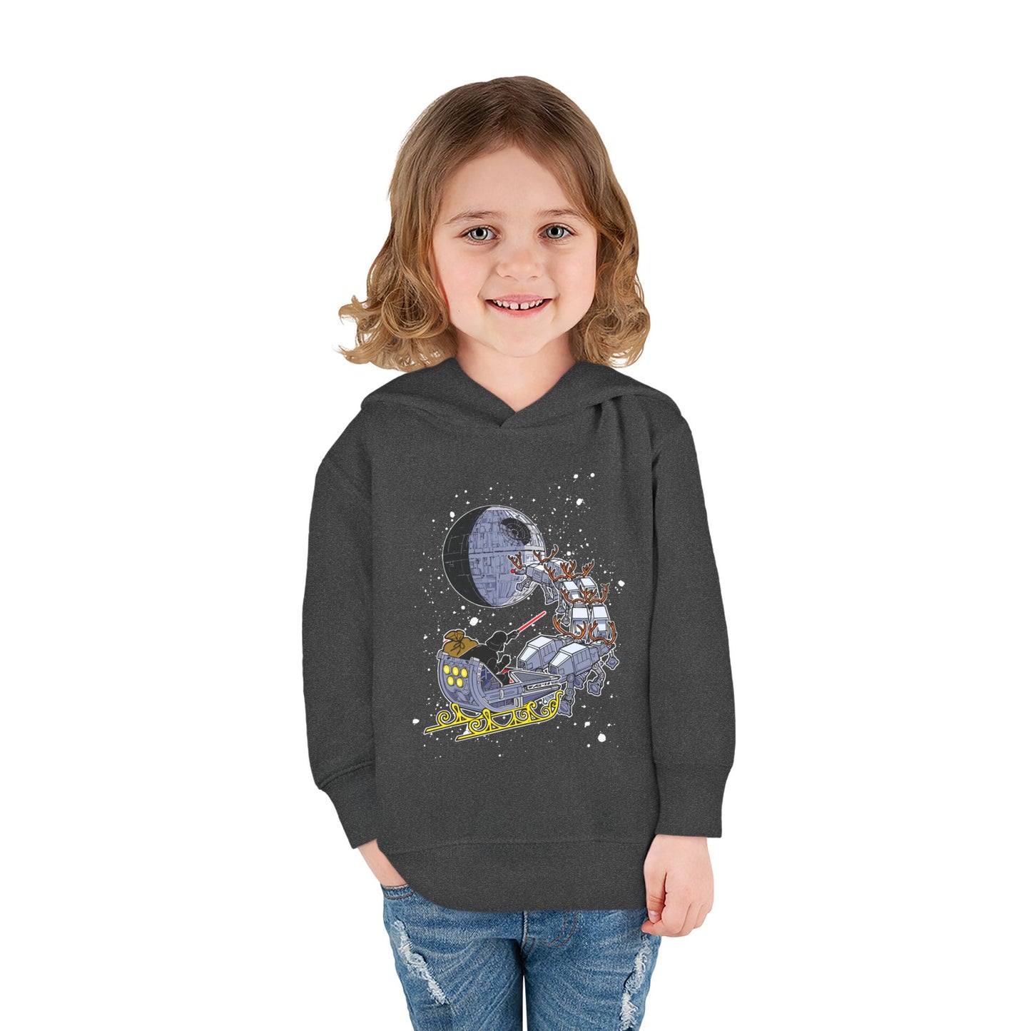 Kids Hoodie — Santa Sleigh Moon Christmas Toddler Pullover
