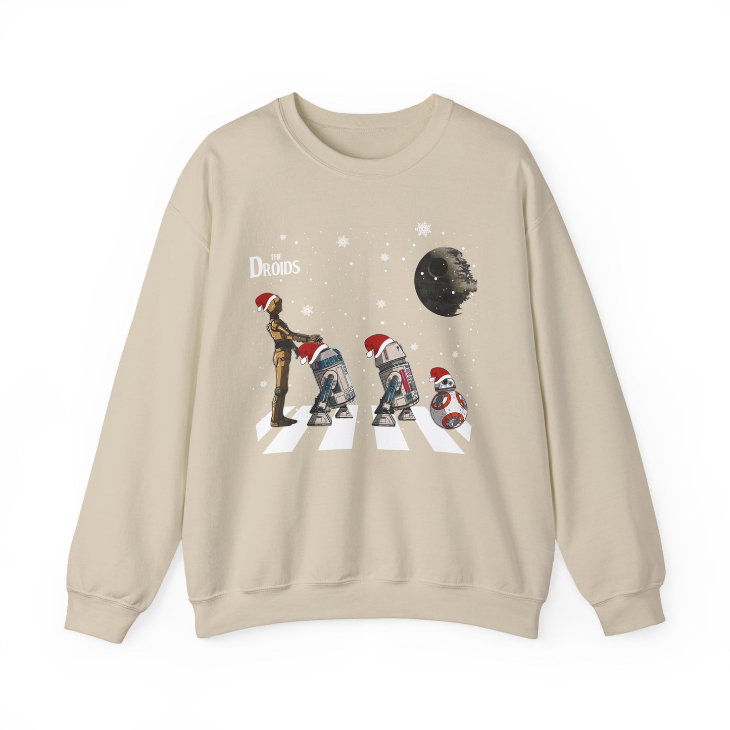 Holiday Droids Crewneck Sweatshirt - Festive Abbey Road Robot Crossing