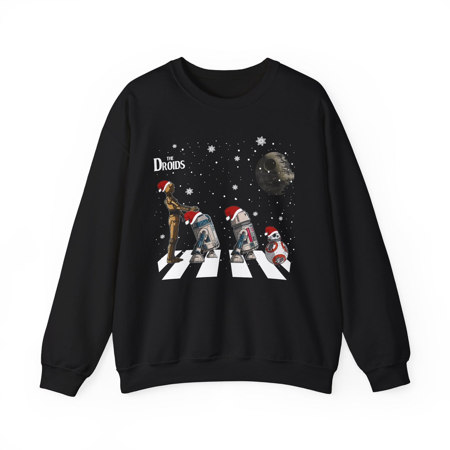 Holiday Droids Crewneck Sweatshirt - Festive Abbey Road Robot Crossing