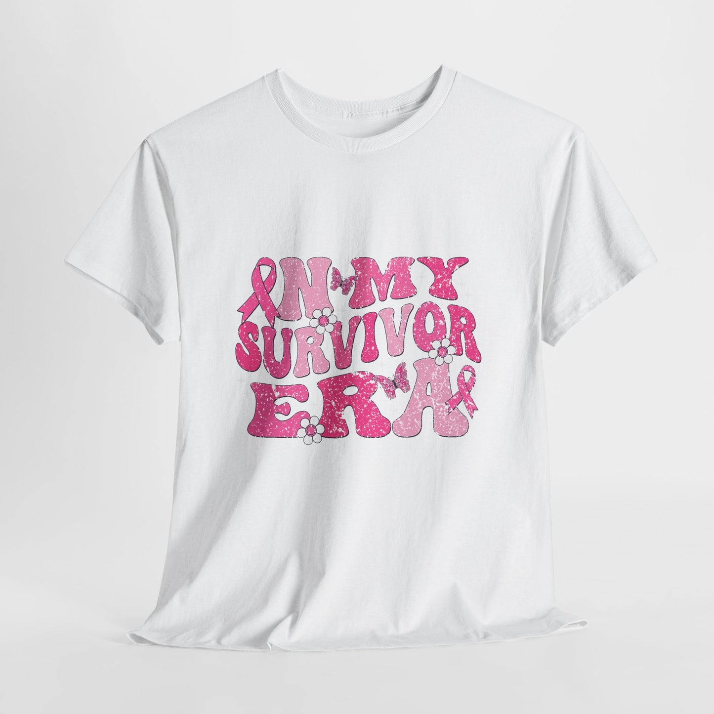 Pink Survivor Unisex Heavy Cotton Tee, Breast Cancer Awareness Shirt, Inspirational T-Shirt, Gift for Survivors, Comfortable Everyday Wear