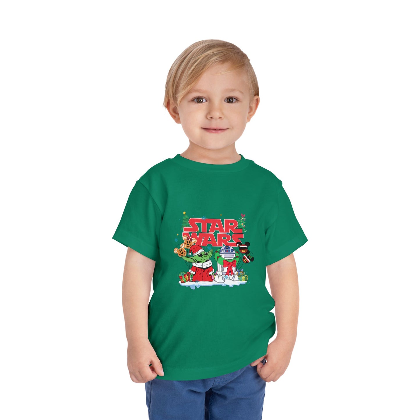 Star Wars Holiday Toddler Tee — Festive Baby Yoda & Droids Christmas Shirt