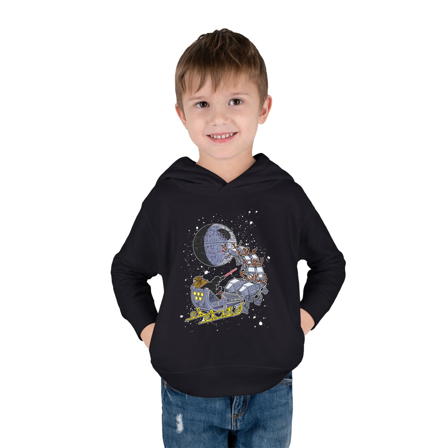 Kids Hoodie — Santa Sleigh Moon Christmas Toddler Pullover
