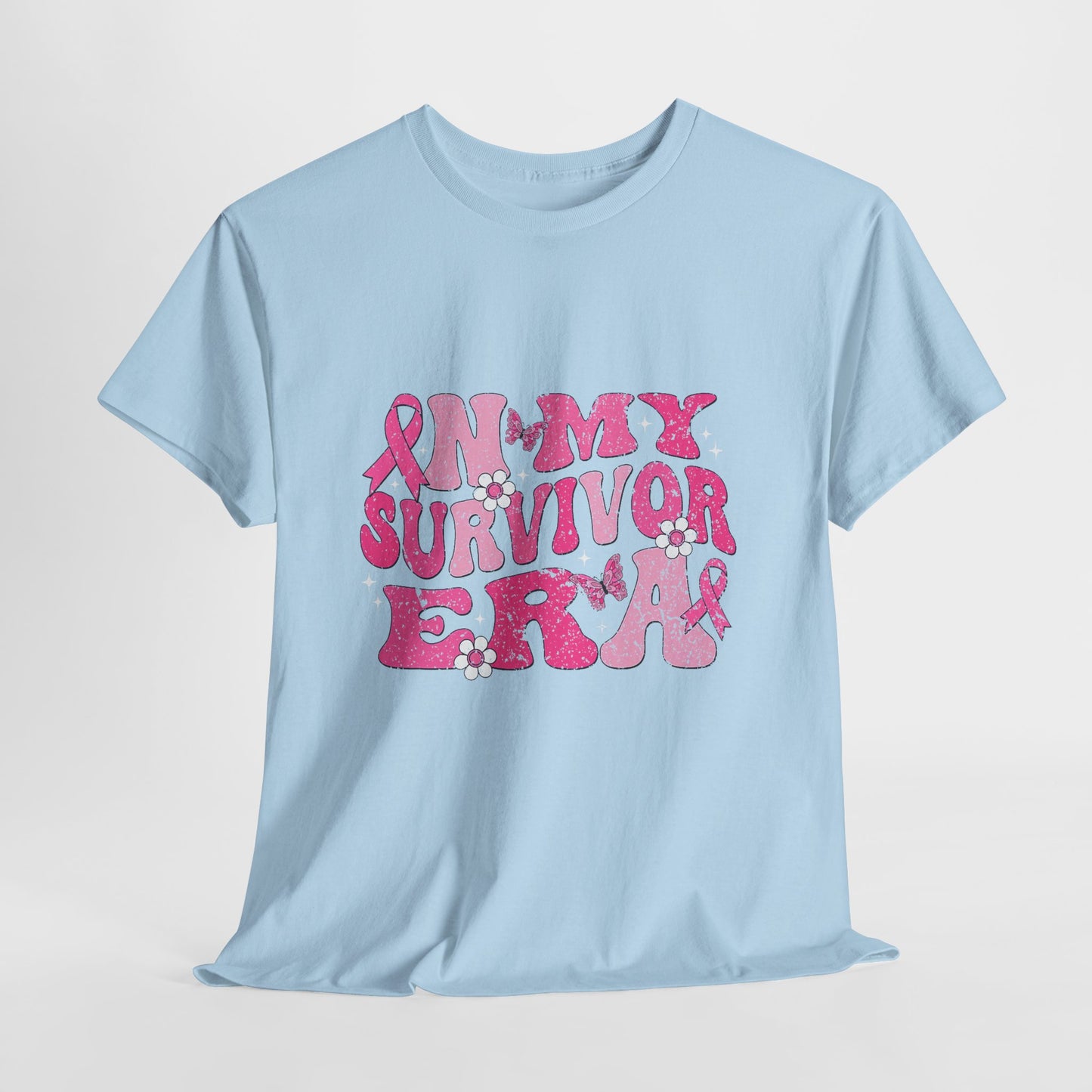 Pink Survivor Unisex Heavy Cotton Tee, Breast Cancer Awareness Shirt, Inspirational T-Shirt, Gift for Survivors, Comfortable Everyday Wear