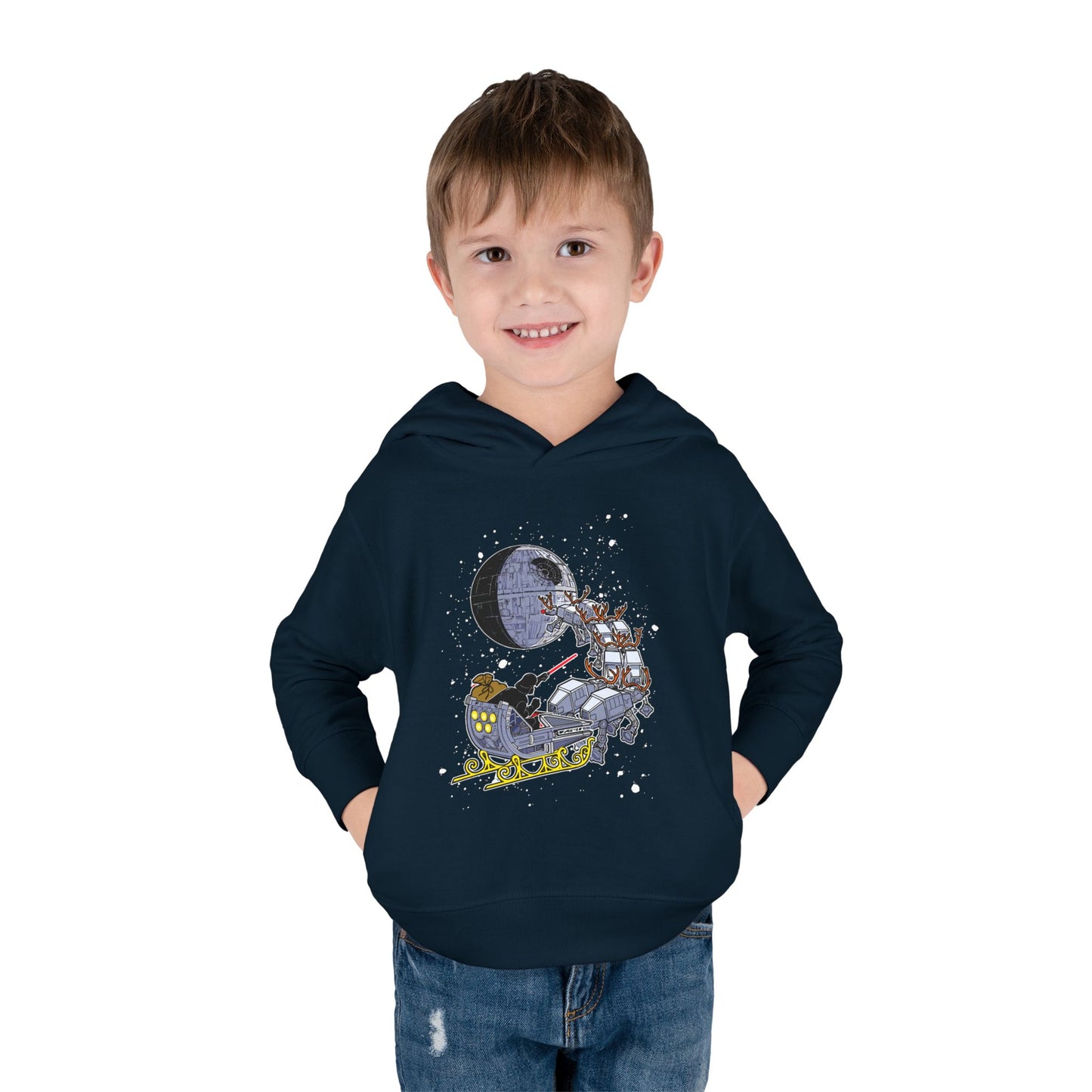 Kids Hoodie — Santa Sleigh Moon Christmas Toddler Pullover