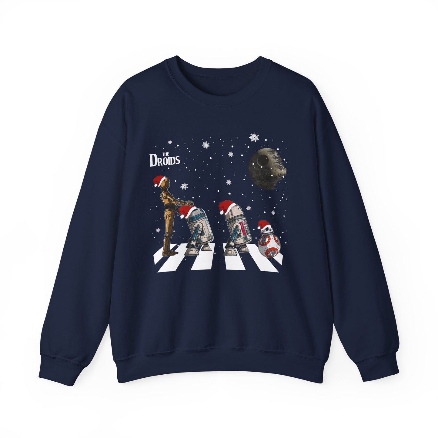 Holiday Droids Crewneck Sweatshirt - Festive Abbey Road Robot Crossing