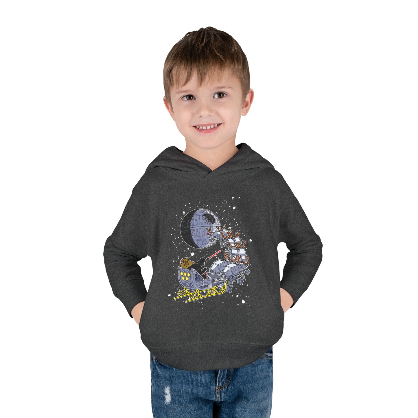 Kids Hoodie — Santa Sleigh Moon Christmas Toddler Pullover