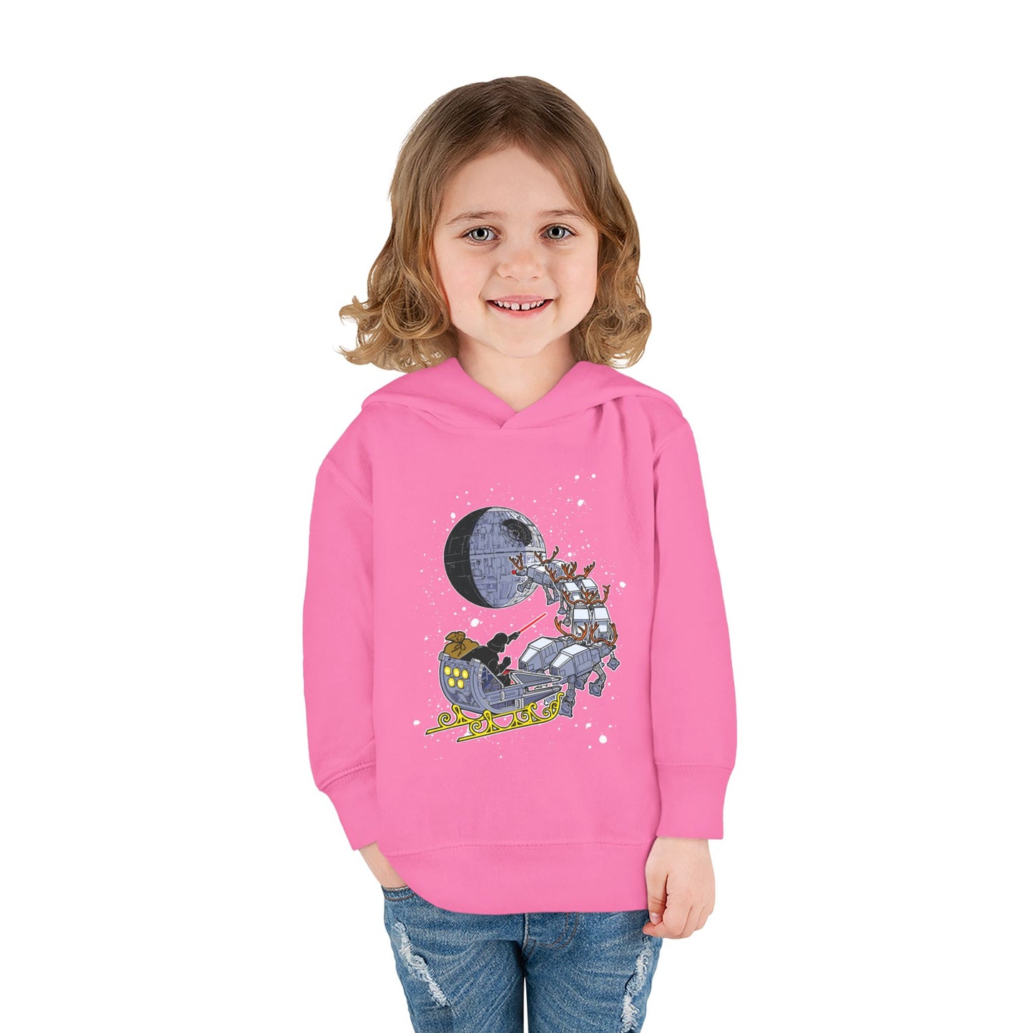 Kids Hoodie — Santa Sleigh Moon Christmas Toddler Pullover