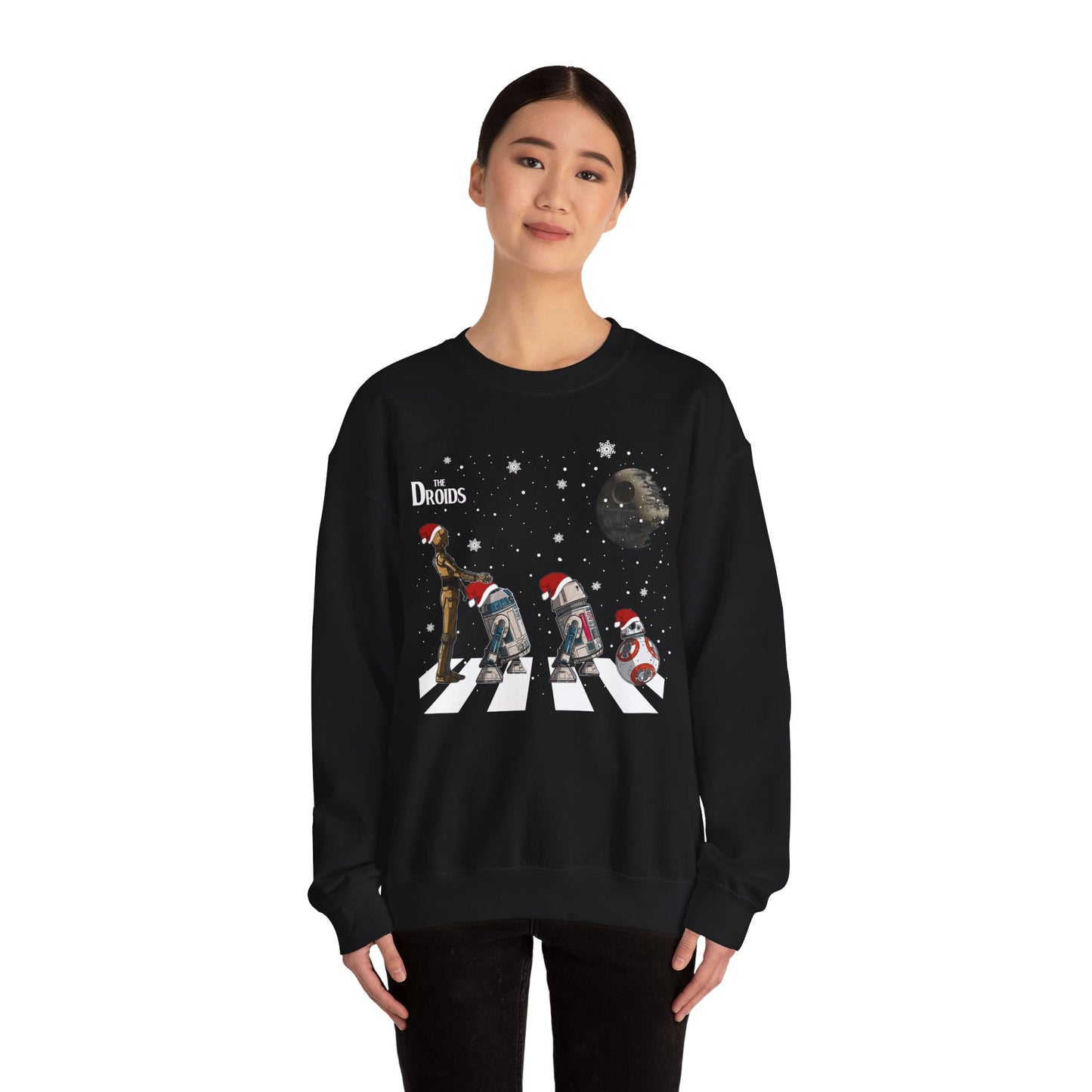 Holiday Droids Crewneck Sweatshirt - Festive Abbey Road Robot Crossing