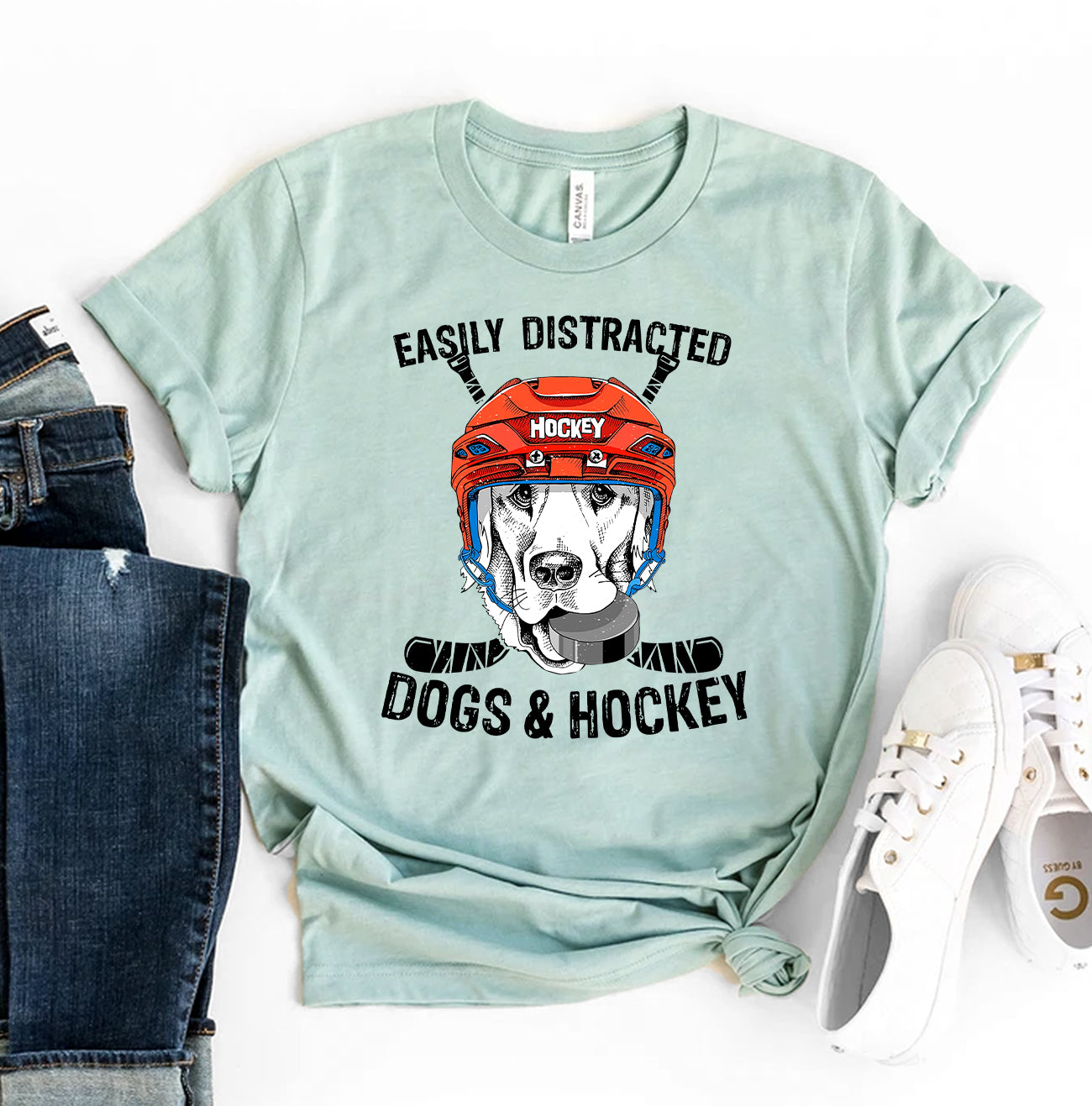 Easily Distracted Dogs And Hockey T-shirt